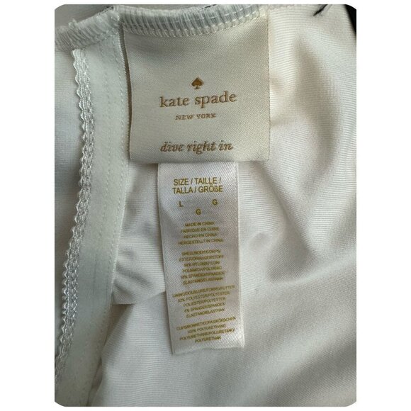 Kate Spade NY NWT $138 Bathing Beauty Graphic Striped 1-Piece Swimsuit Cream LG - Picture 2 of 8